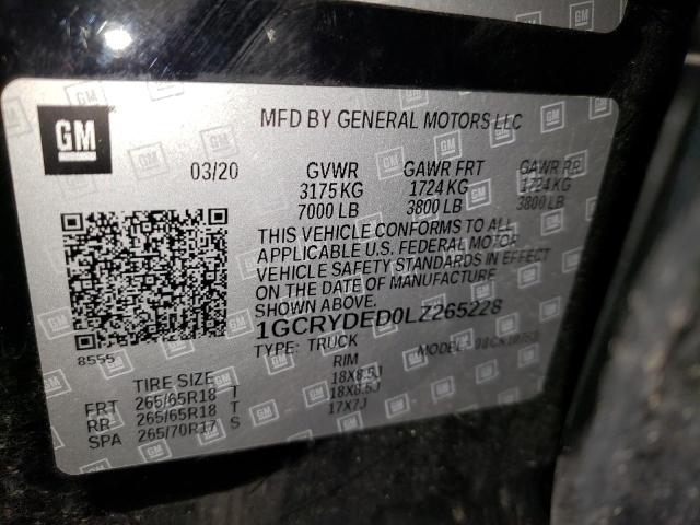 1GCRYDED0LZ265228 Chevrolet Silverado 2020. Фото: 9
