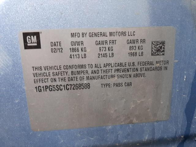 1G1PG5SC1C7268588 Chevrolet Cruze Lt 2012. Фото: 9