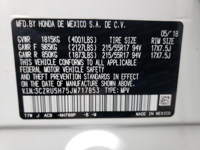 2018 HONDA HR-V EXL 3CZRU5H75JM717853