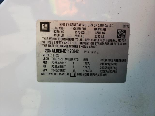 2GNALBEK4E1120842 Chevrolet Equinox Lt 2014. Фото: 9