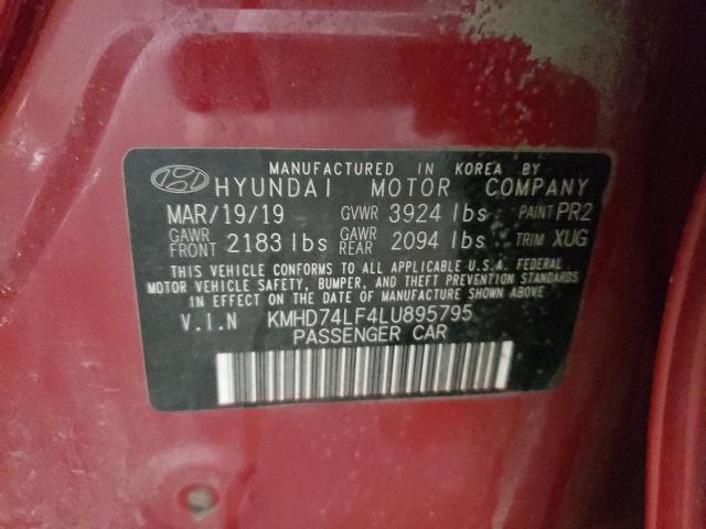 2020 HYUNDAI ELANTRA SE KMHD74LF4LU895795
