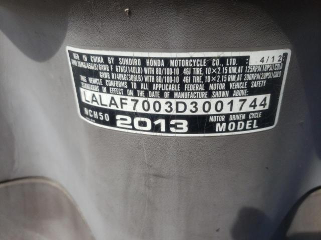 2013 HONDA NCH50 LALAF7003D3001744