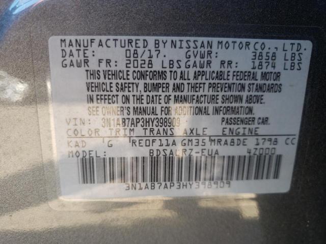 2017 NISSAN SENTRA S 3N1AB7AP3HY398909