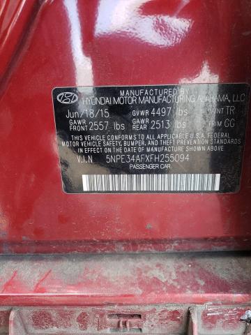 2015 HYUNDAI SONATA SPO 5NPE34AFXFH255094