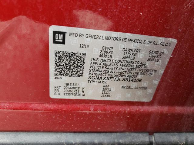 2020 CHEVROLET EQUINOX PR 3GNAXXEV3LS614106
