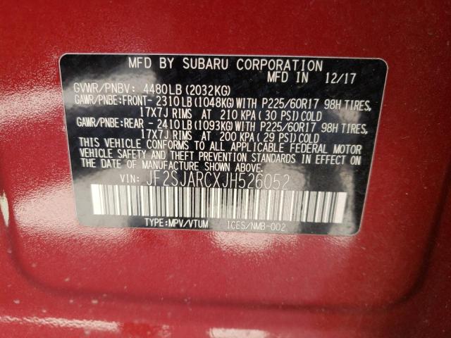 2018 SUBARU FORESTER 2 JF2SJARCXJH526052