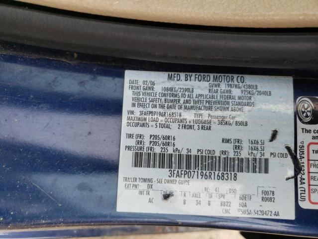 3FAFP07196R168318 Ford Fusion Se 2006. Фото: 9