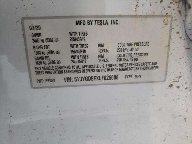 2020 TESLA MODEL Y 5YJYGDEEXLF026508