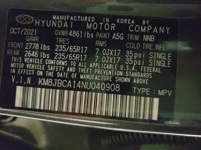 2022 HYUNDAI TUCSON BLU KM8JBCA14NU040908