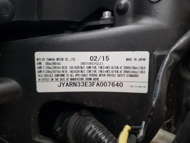 2015 YAMAHA FZ09 JYARN33E3FA007640