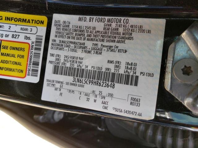 2017 LINCOLN MKZ SELECT 3LN6L5C99HR623648