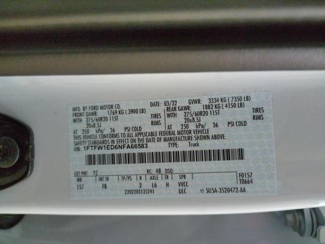 2022 FORD F-150 1FTFW1ED6NFA66583