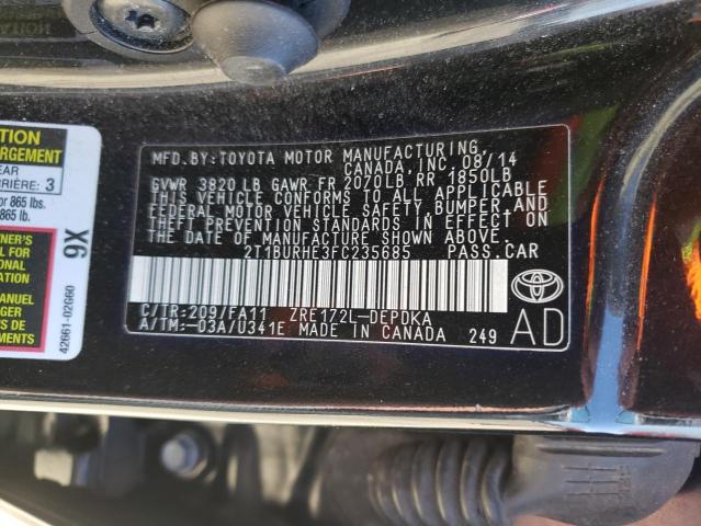 2015 TOYOTA CAROLLA 2T1BURHE3FC235685