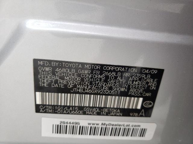 JTHBJ46GX92320511 Lexus Es 350 2009. Фото: 9