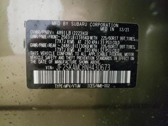 2022 SUBARU FORESTER W JF2SKAMC8NH430673