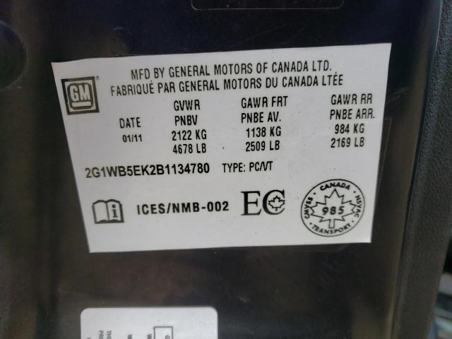 2G1WB5EK2B1134780 Chevrolet Impala Lt 2011. Фото: 9