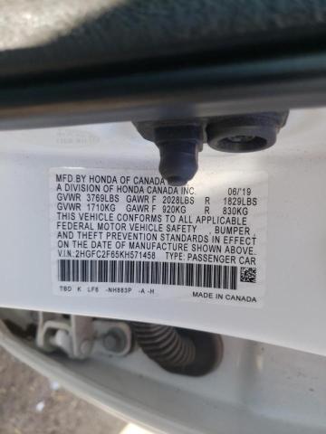 2019 HONDA CIVIC LX 2HGFC2F65KH571458