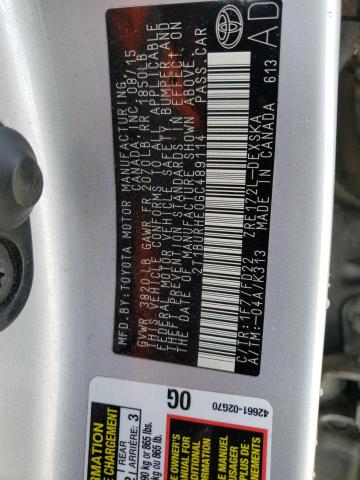2016 TOYOTA COROLLA L 2T1BURHE0GC489114