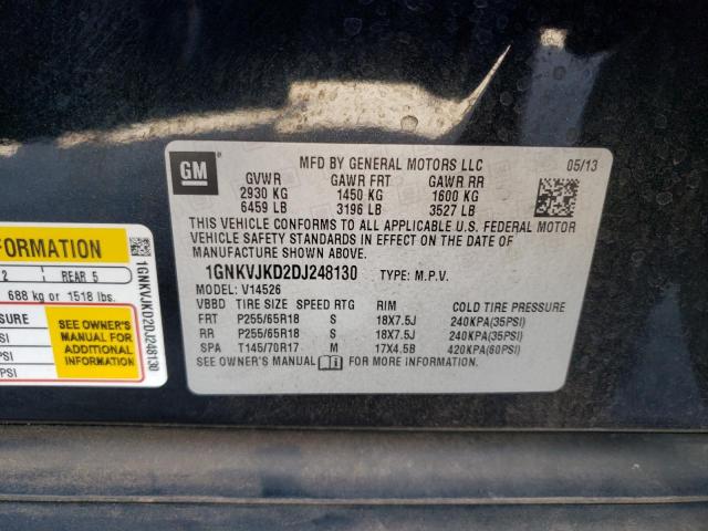 1GNKVJKD2DJ248130 Chevrolet Traverse L 2013. Фото: 9