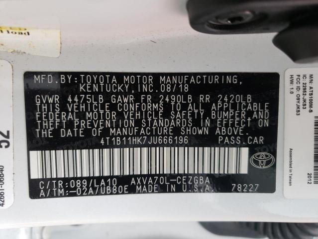 2018 TOYOTA CAMRY L 4T1B11HK7JU666196