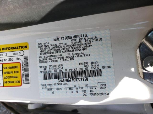 2016 FORD FUSION S 3FA6P0G77GR221958