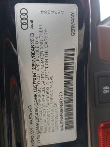 2017 AUDI A4 PREMIUM WAUDNAF46HN047970