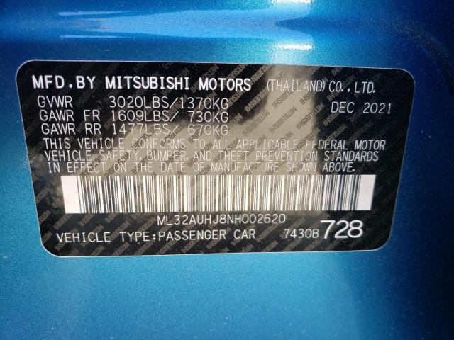 2022 MITSUBISHI MIRAGE ML32AUHJ8NH002620
