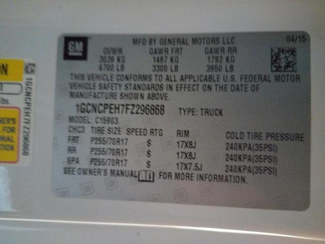 2015 CHEVROLET SILVERADO 1GCNCPEH7FZ296868