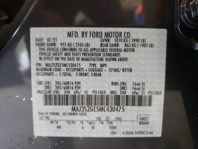 2021 FORD ECOSPORT S MAJ3S2GE5MC430475