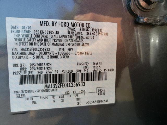 2020 FORD ECOSPORT S MAJ3S2FE0LC356933