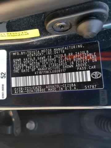 2018 TOYOTA CAMRY L 4T1B11HK3JU608117