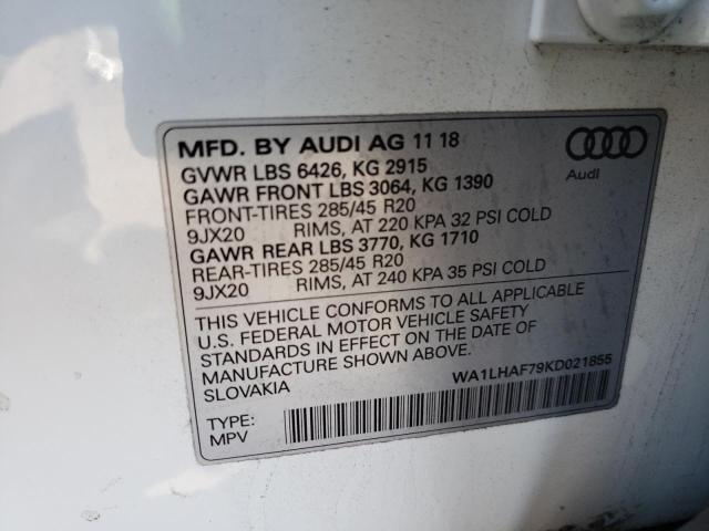 VIN WA1LHAF79KD021855 2019 Audi Q7, Premium Plus no.10