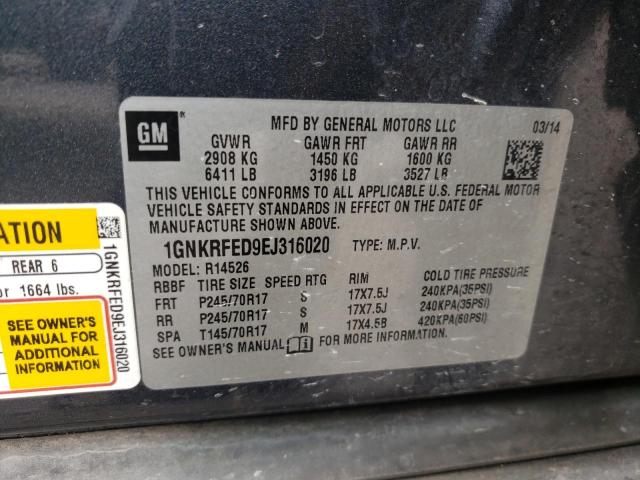 1GNKRFED9EJ316020 Chevrolet Traverse Ls