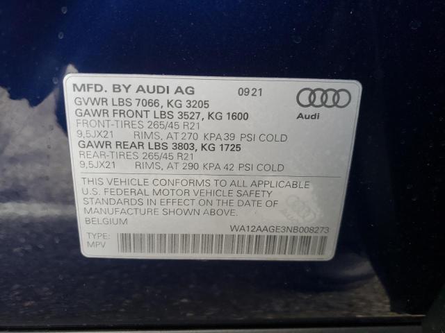 2022 AUDI E-TRON SPO WA12AAGE3NB008273