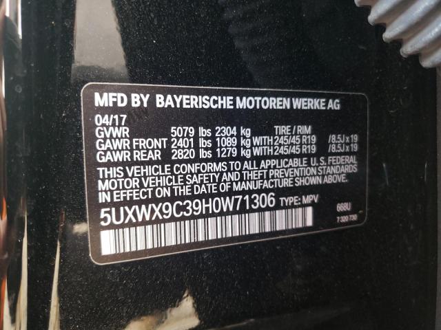 2017 BMW X3 XDRIVE2 5UXWX9C39H0W71306