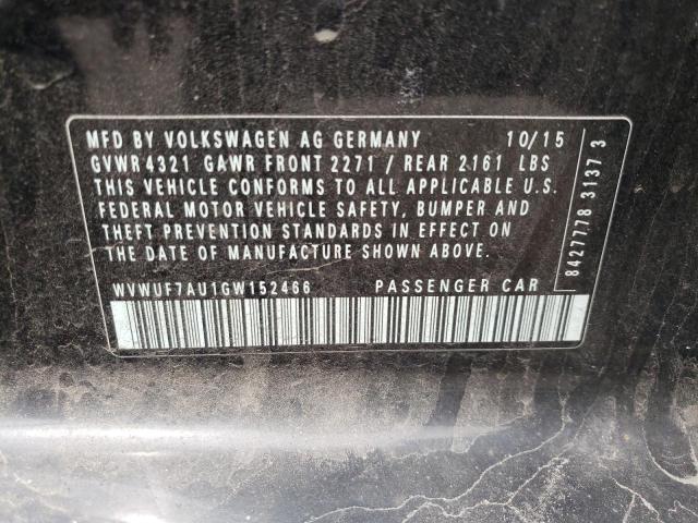 2016 VOLKSWAGEN GOLF R WVWUF7AU1GW152466