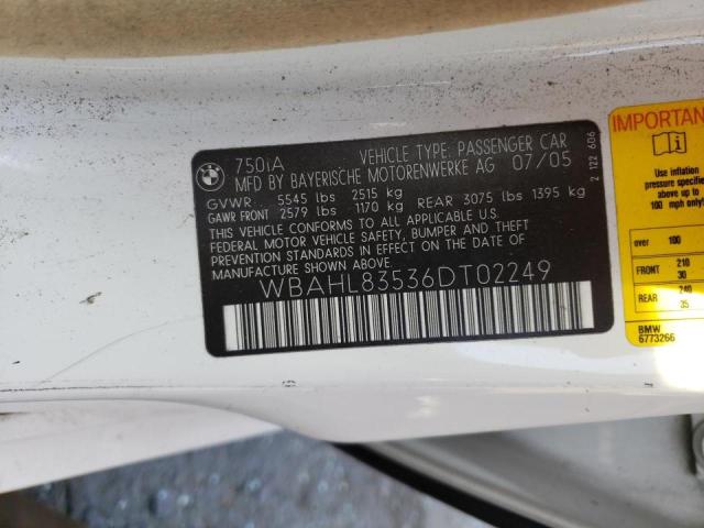 WBAHL83536DT02249 BMW 750 I