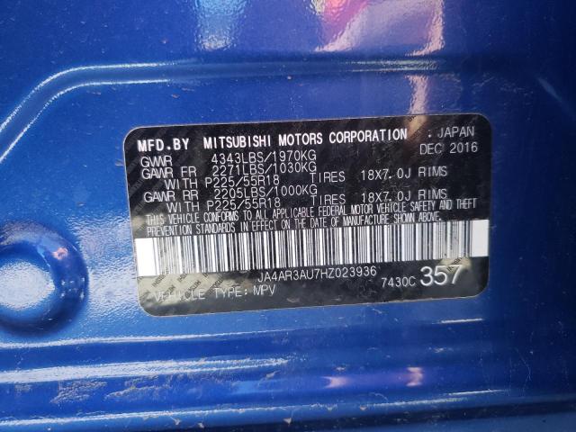 2017 MITSUBISHI OUTLANDER JA4AR3AU7HZ023936