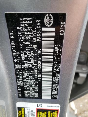 2019 TOYOTA CAMRY 4C 4T1B11HK8KU181180