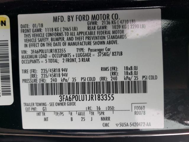 3FA6P0LU1JR183355 Ford Fusion Se 2018. Фото: 9