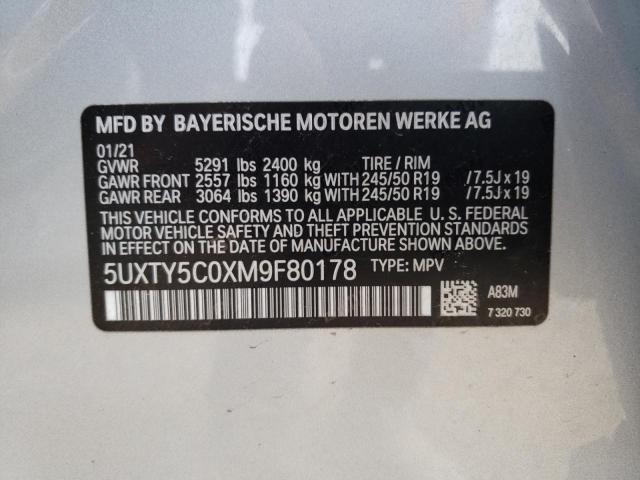 2021 BMW X3 XDRIVE3 5UXTY5C0XM9F80178