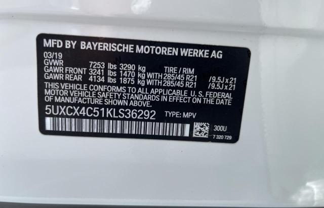 2019 BMW X7 XDRIVE5 5UXCX4C51KLS36292