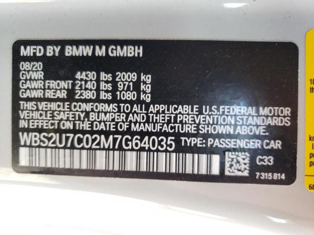 2021 BMW M2 COMPETI WBS2U7C02M7G64035