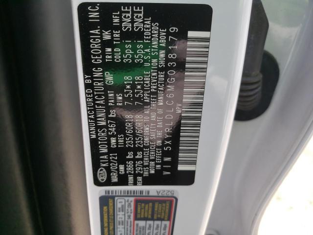 2021 KIA SORENTO S 5XYRLDLC6MG038179