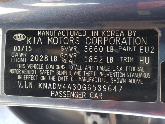 KNADM4A30G6539647 KIA RIO LX