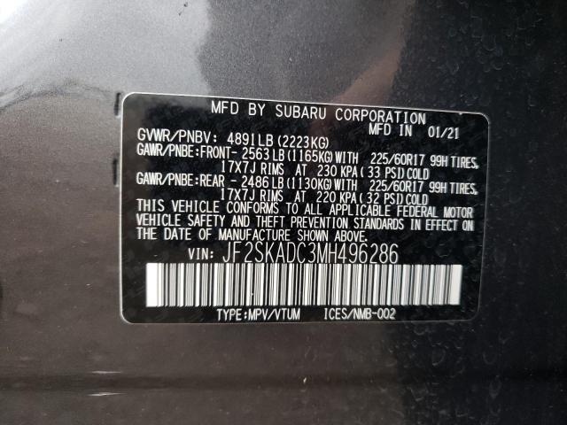 2021 SUBARU FORESTER JF2SKADC3MH496286