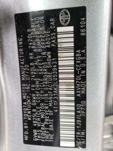 2020 TOYOTA CAMRY XLE 4T1F31AK2LU539431