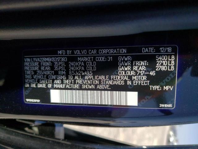 2019 VOLVO XC60 T6 R- LYVA22RM6KB317383