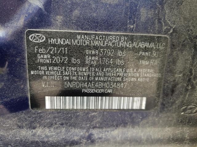 5NPDH4AE4BH034847 Hyundai Elantra Gl 2011. Фото: 9