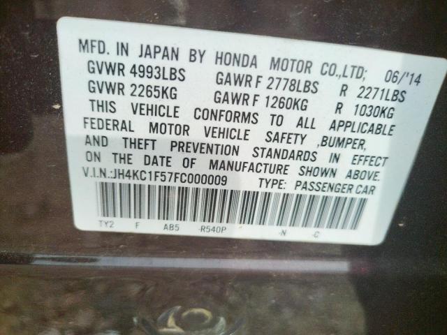 2015 ACURA RLX TECH JH4KC1F57FC000009